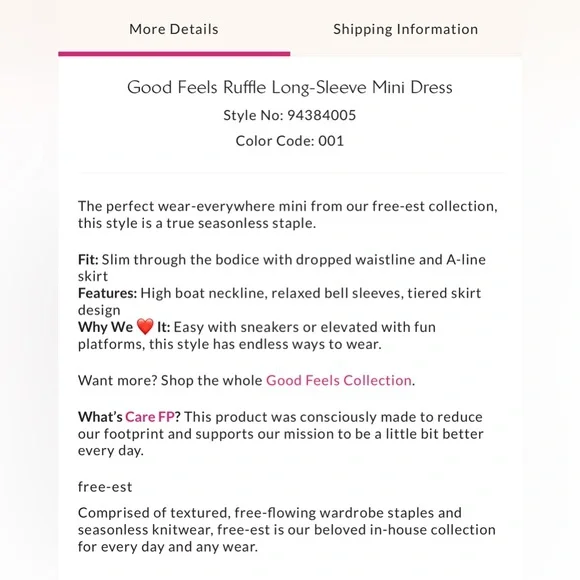 NWT Free People Good Feels Long Sleeve Mini Ruffle Dress Black Sz SMALL festival - Picture 15 of 16